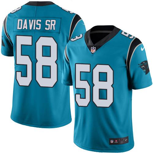 Carolina Panthers #58 Thomas Davis Sr Blue Men's Stitched Limited Rush Jersey Men's