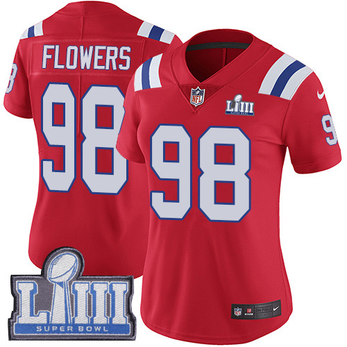 New England Patriots #98 Trey Flowers Red Alternate Super Bowl LIII Bound Women's Stitched Vapor Untouchable Limited Jersey Womens