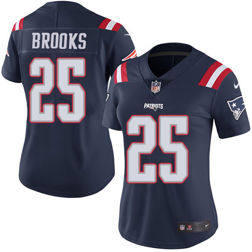 New England Patriots #25 Terrence Brooks Navy Blue Women's Stitched Limited Rush Jersey Womens