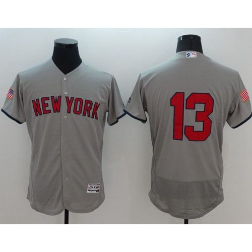 New York Yankees #13 Alex Rodriguez Grey Fashion Stars & Stripes Flexbase Authentic Stitched Jersey Men's