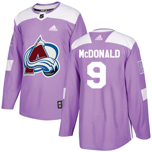 Adidas Colorado Avalanche #9 Lanny McDonald Purple Authentic Fights Cancer Stitched Youth Jersey Youth