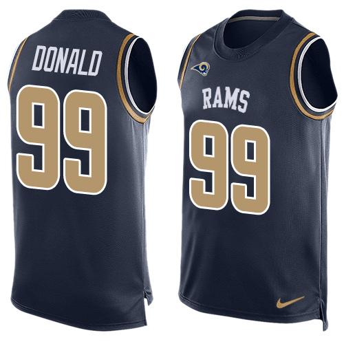 Rams #99 Aaron Donald Navy Blue Team Color Men's Stitched Limited Tank Top Jersey