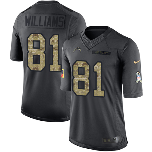 Los Angeles Chargers #81 Mike Williams Black Men's Stitched Limited 2016 Salute to Service Jersey Men's