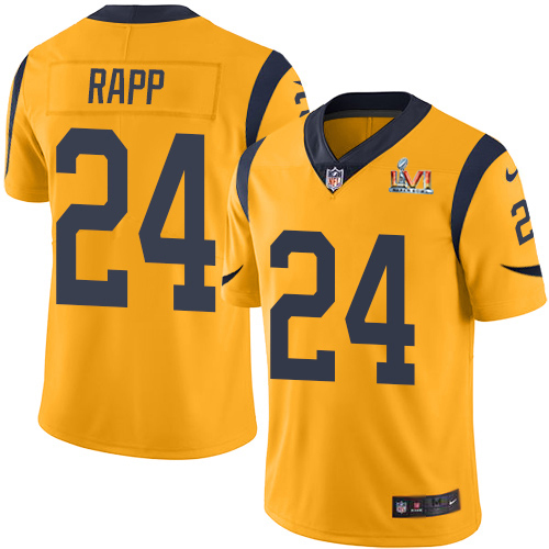 Los Angeles Rams #24 Taylor Rapp Gold Super Bowl LVI Patch Youth Stitched Limited Rush Jersey Youth