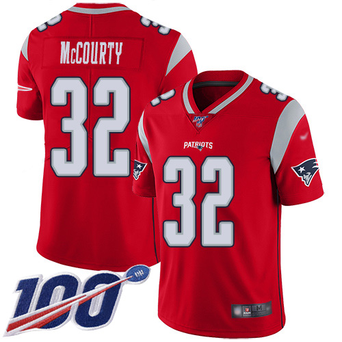 Patriots #32 Devin McCourty Red Men's Stitched Limited Inverted Legend 100th Season Jersey