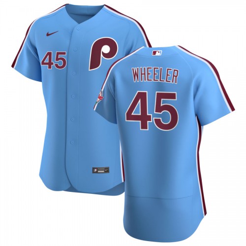 Philadelphia Philadelphia Phillies #45 Zack Wheeler Men's Light Blue Alternate 2020 Authentic Player Jersey Men's
