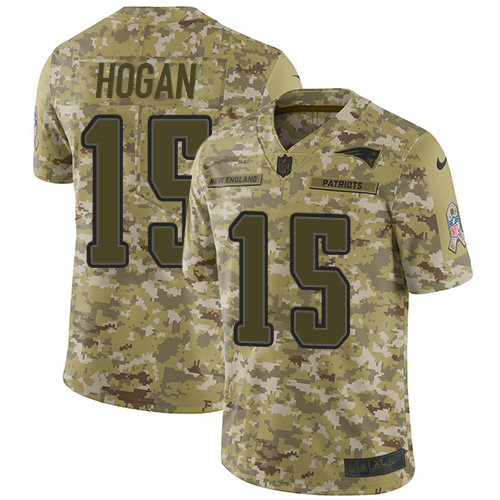 New England Patriots #15 Chris Hogan Camo Youth Stitched Limited 2018 Salute to Service Jersey Youth