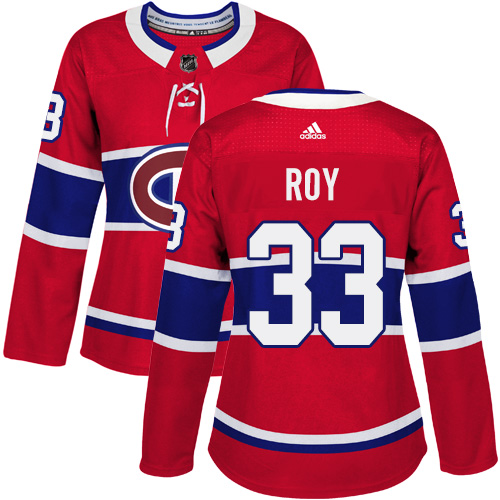 Adidas Montreal Canadiens #33 Patrick Roy Red Home Authentic Women's Stitched Jersey Womens