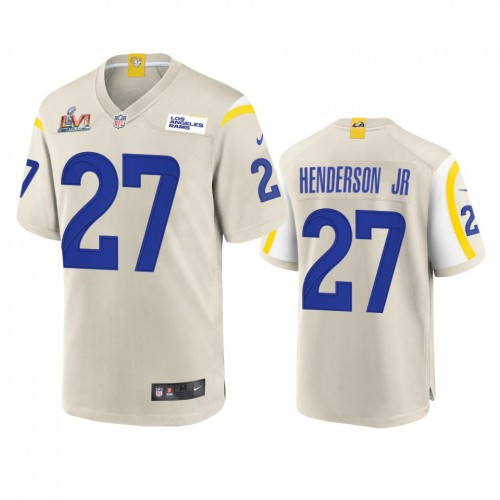 Los Angeles Los Angeles Rams #27 Darrell Henderson Men's Super Bowl LVI Patch Game Jersey - Bone Men's