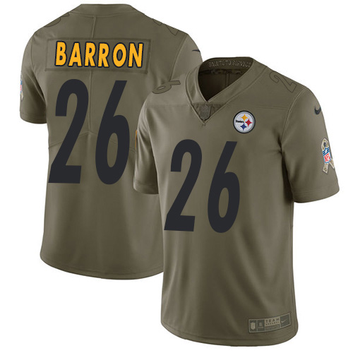Pittsburgh Steelers #26 Mark Barron Olive Men's Stitched Limited 2017 Salute to Service Jersey Men's