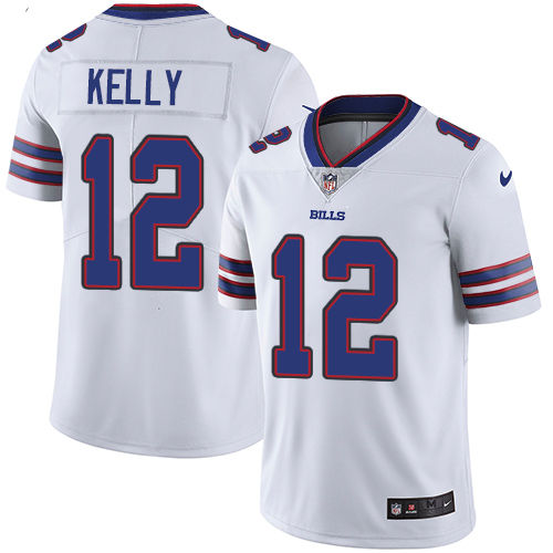 Bills #12 Jim Kelly White Men's Stitched Vapor Untouchable Limited Jersey