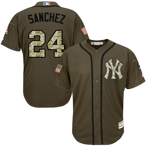 New York Yankees #24 Gary Sanchez Green Salute to Service Stitched Jersey Men's
