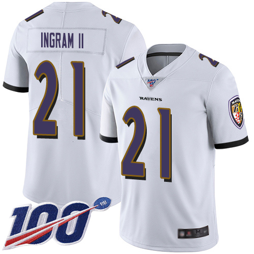 Baltimore Ravens #21 Mark Ingram II White Men's Stitched 100th Season Vapor Limited Jersey Men's