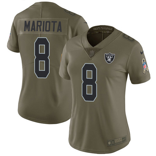 Las Vegas Raiders #8 Marcus Mariota Olive Women's Stitched Limited 2017 Salute To Service Jersey Womens