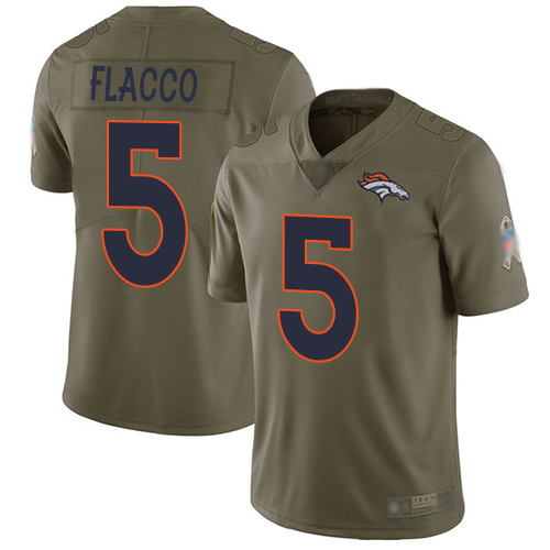 Denver Broncos #5 Joe Flacco Olive Youth Stitched Limited 2017 Salute to Service Jersey Youth