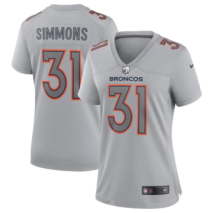 Denver Broncos #31 Justin Simmons Women's Gray Atmosphere Fashion Game Jersey