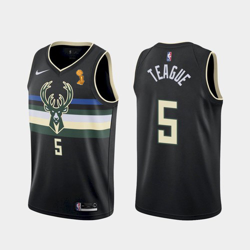Milwaukee Bucks #5 Jeff Teague Youth 2021 Finals Champions Swingman Statement Edition Jersey Black Youth