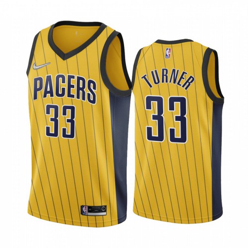 Indiana Indiana Pacers #33 Myles Turner Gold Youth Swingman 2020-21 Earned Edition Jersey Youth