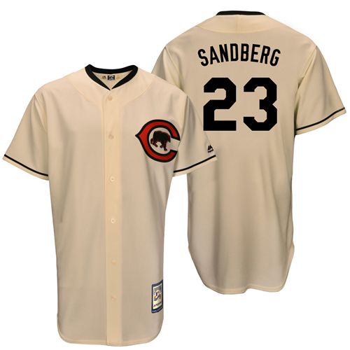 Mitchell And Ness Chicago Cubs #23 Ryne Sandberg Cream Throwback Stitched Jersey Men's