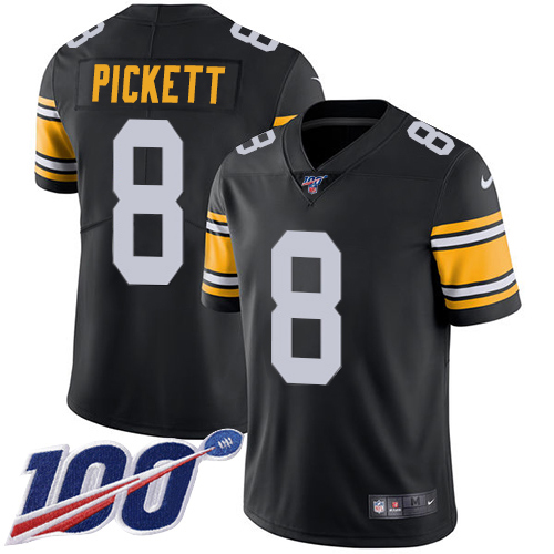 Steelers #8 Kenny Pickett Black Alternate Men's Stitched 100th Season Vapor Limited Jersey