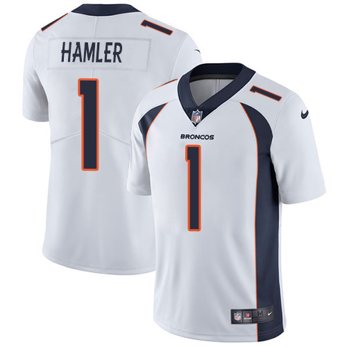 Broncos #1 KJ Hamler White Men's Stitched Vapor Untouchable Limited Jersey