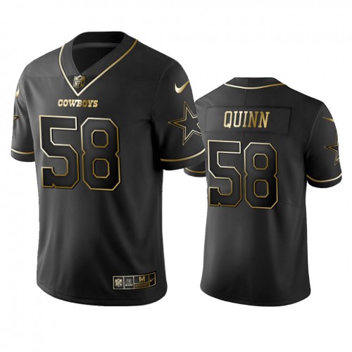 Dallas Cowboys #58 Robert Quinn Black Golden Limited Edition Stitched Jersey Men's