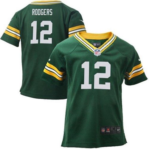 Toddler Packers #12 Aaron Rodgers Green Team Color Stitched Elite Jersey