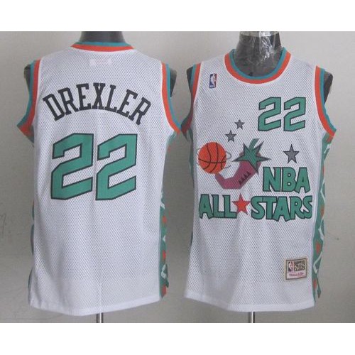 Mitchell And Ness Houston Rockets #22 Clyde Drexler White 1996 All-Star Stitched Jersey Mens