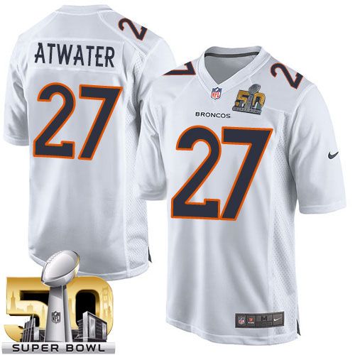 Denver Broncos #27 Steve Atwater White Super Bowl 50 Men's Stitched Game Event Jersey Men's