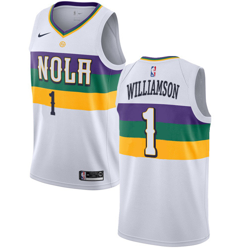 New Orleans Pelicans #1 Zion Williamson White Swingman City Edition 2018/19 Jersey Mens