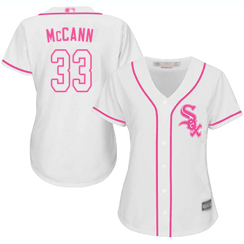 Chicago White Sox #33 James McCann White/Pink Fashion Women's Stitched Jersey Womens