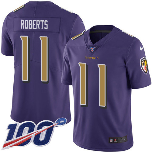 Baltimore Ravens #11 Seth Roberts Purple Men's Stitched Limited Rush 100th Season Jersey Men's