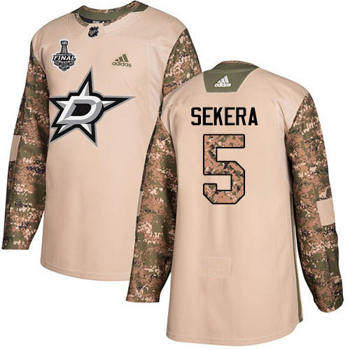 Adidas Dallas Stars #5 Andrej Sekera Camo Authentic 2017 Veterans Day 2020 Stanley Cup Final Stitched Jersey Men's