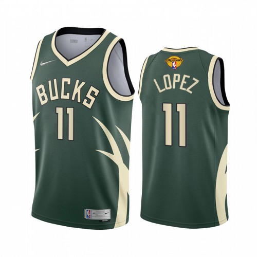 Milwaukee Milwaukee Bucks #11 Brook Lopez Mens 2021 Finals Bound Swingman Earned Edition Jersey Green Youth