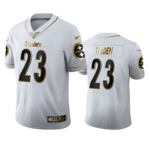 Pittsburgh Pittsburgh Steelers #23 Joe Haden Men's White Golden Edition Vapor Limited 100 Jersey Men's