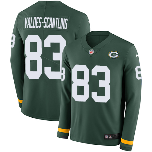 Green Bay Packers #83 Marquez Valdes-Scantling Green Team Color Men's Stitched Limited Therma Long Sleeve Jersey Men's