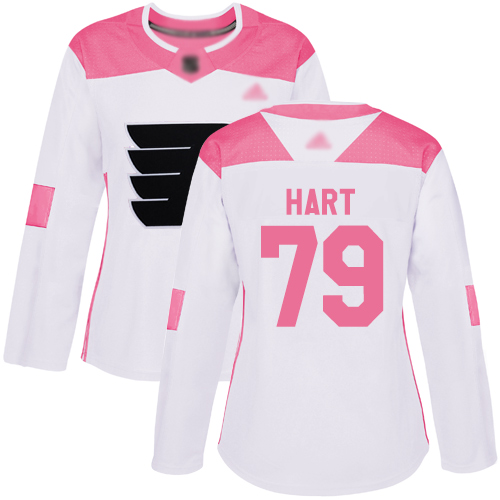 Adidas Philadelphia Flyers #79 Carter Hart White/Pink Authentic Fashion Women's Stitched Jersey Womens