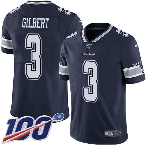 Dallas Cowboys #3 Garrett Gilbert Navy Blue Team Color Youth Stitched 100th Season Vapor Untouchable Limited Jersey Youth