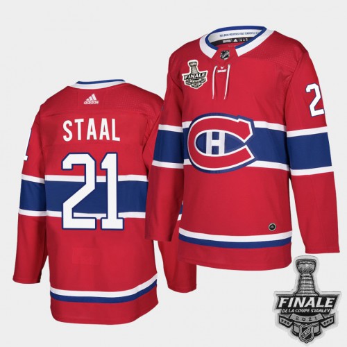 Adidas Montreal Canadiens #21 Eric Staal Red Home Authentic 2021 Stanley Cup Final Patch Jersey Men's