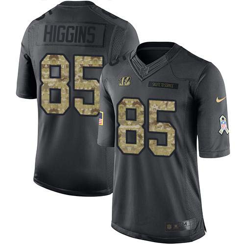 Bengals #85 Tee Higgins Black Men's Stitched Limited 2016 Salute To Service Jersey