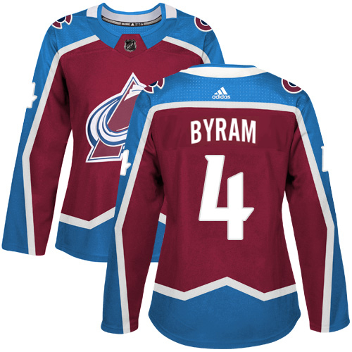 Adidas Colorado Avalanche #4 Bowen Byram Burgundy Women's Home Authentic Stitched Jersey Womens