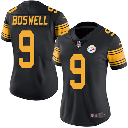 Pittsburgh Steelers #9 Chris Boswell Black Women's Stitched Limited Rush Jersey Womens