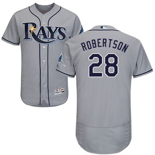 Tampa Bay Rays #28 Daniel Robertson Grey Flexbase Authentic Collection Stitched Jersey Men's