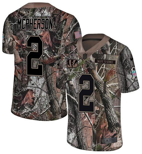 Bengals #2 Evan McPherson Camo Men's Stitched Limited Rush Realtree Jersey