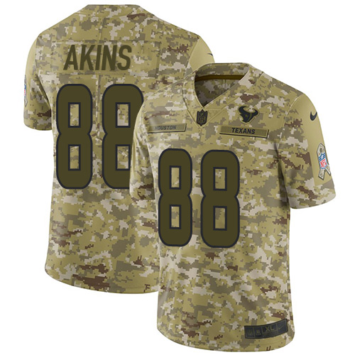 Houston Texans #88 Jordan Akins Camo Men's Stitched Limited 2018 Salute To Service Jersey Men's
