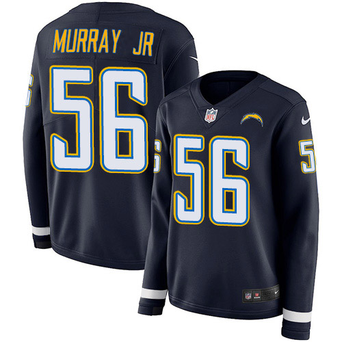 Los Angeles Chargers #56 Kenneth Murray Jr Navy Blue Team Color Women's Stitched Limited Therma Long Sleeve Jersey Womens