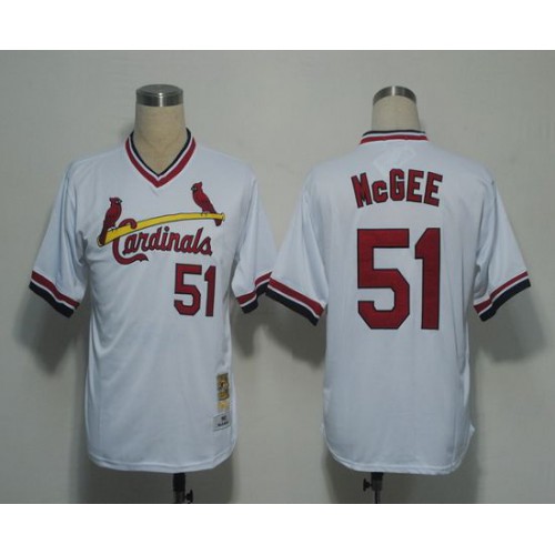 Mitchell And Ness St.Louis Cardinals #51 Willie McGee White Throwback Stitched Jersey Men's