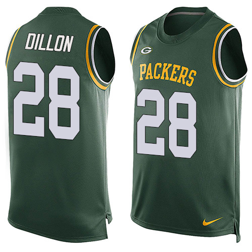 Packers #28 AJ Dillon Green Team Color Men's Stitched Limited Tank Top Jersey