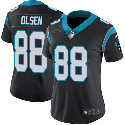 Carolina Panthers #88 Greg Olsen Black Team Color Women's Stitched Vapor Untouchable Limited Jersey Womens