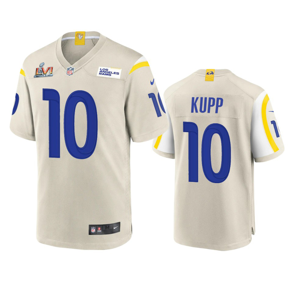 Los Angeles Rams #10 Cooper Kupp Men's Super Bowl LVI Patch Game Jersey - Bone